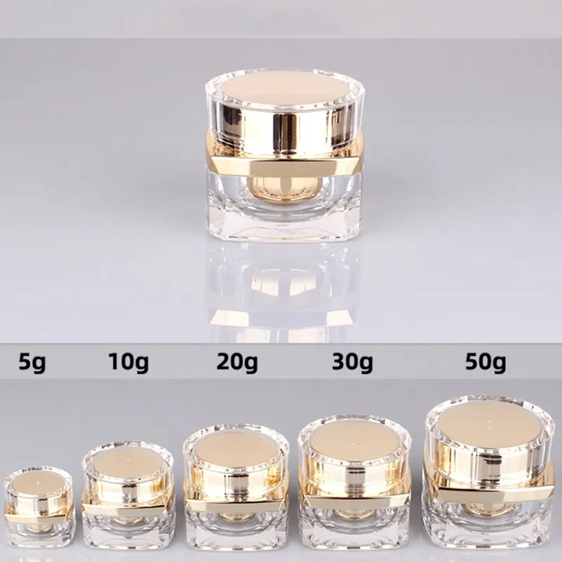 

5g-50g Empty Eye Face Cream Jar Body Lotion Refillable Bottles Travel Acrylic Gold Container Cosmetic Makeup Emulsion Sub-Bottle