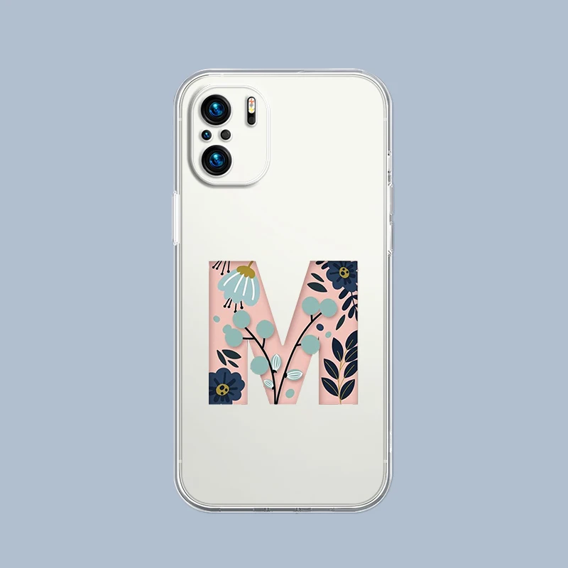 Чехол для телефона с розовыми цветами и инициалами F-M для Xiaomi Redmi Note 15 14 13 12 5G 10 11 Pro 4G 15C 14C 13C 12C 10C 9C (art.: 3920dbb419be5) - 3920dbb419be5