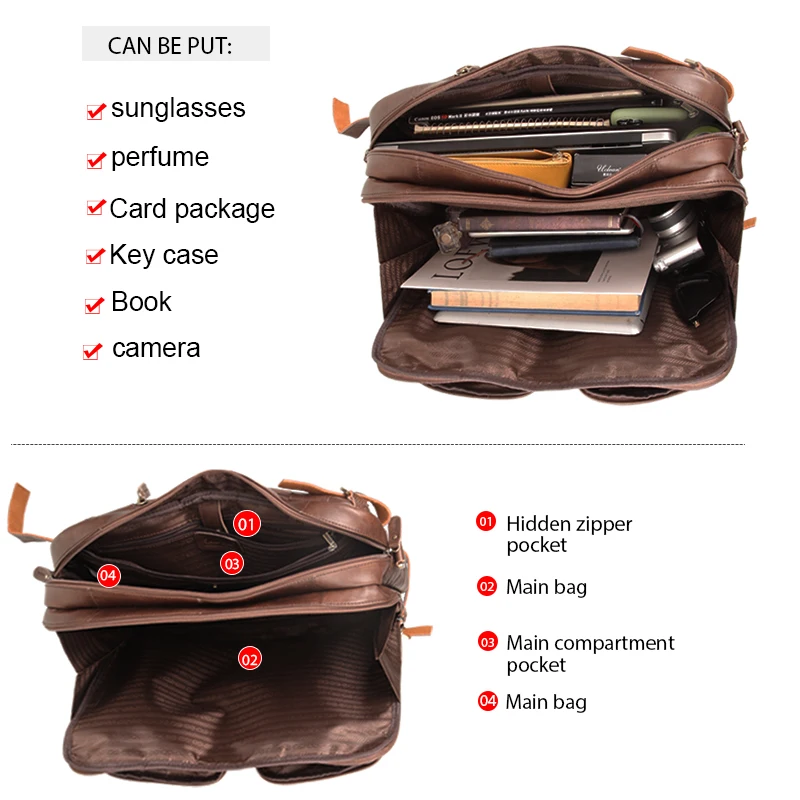Cobbler Men's Bag Genuine Leather Men Briefcase for Laptop 14 Messenger Men's Leather Bag Business Portfolio for Document