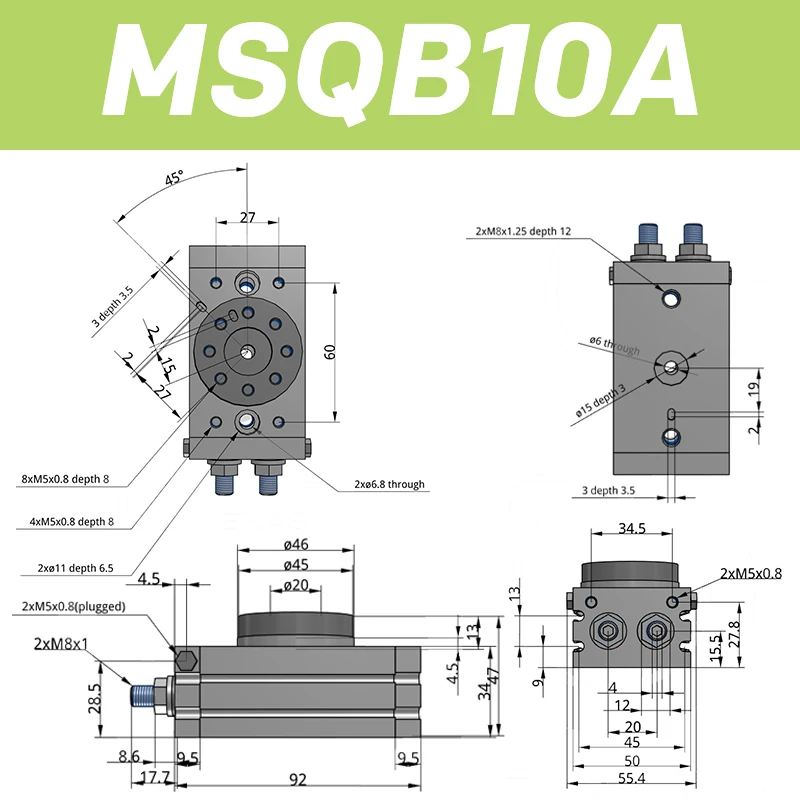 

Пневматический поворотный цилиндр GATELN MSQB