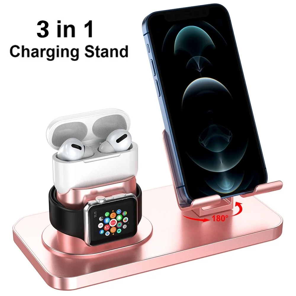 

3 in 1 Charging Dock For iPhone 11 XR XS Max 8 7 Plus Apple Watch Airpods pro USB Charger Holder Stand Type-C Station