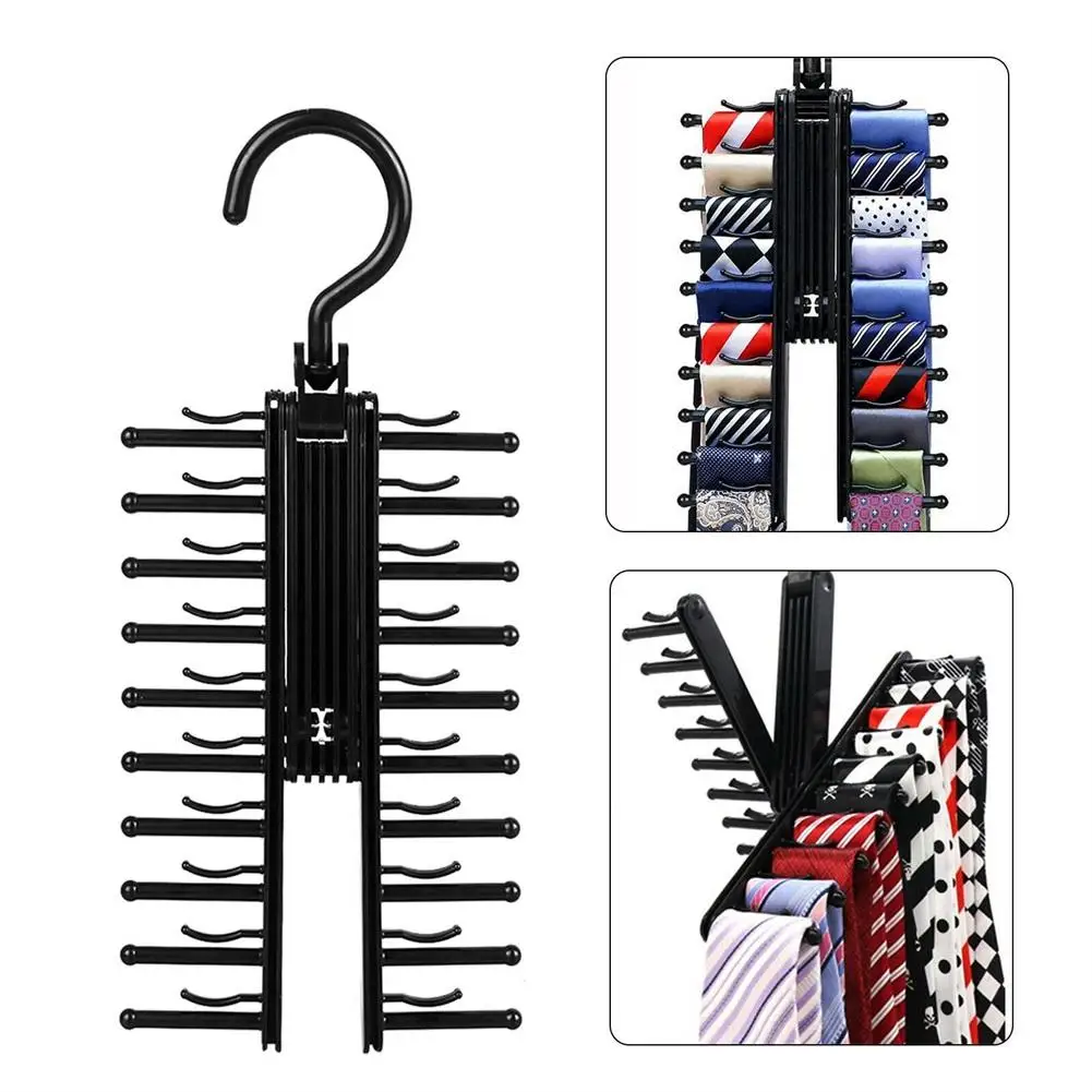 

Creative 360 Degree Rotating 20 Tie Rack Closet Organizer Neck Ties Necktie Belt Scarves Non-slip Holder Hanger dropshipping
