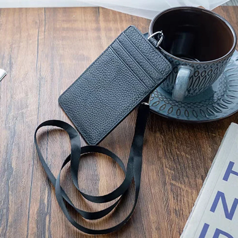 Бейдж из натуральной кожи для мужчин и женщин держатель кредитных карт с