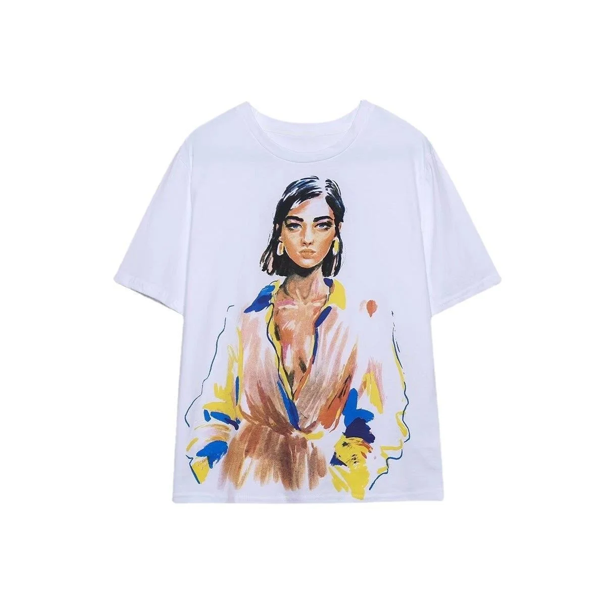 

Women's Y2k TopsSummer T-shirt Cotton Women streetwear Dress Tees Short Sleeve Art Figure print Classic The Renaissance Clothing