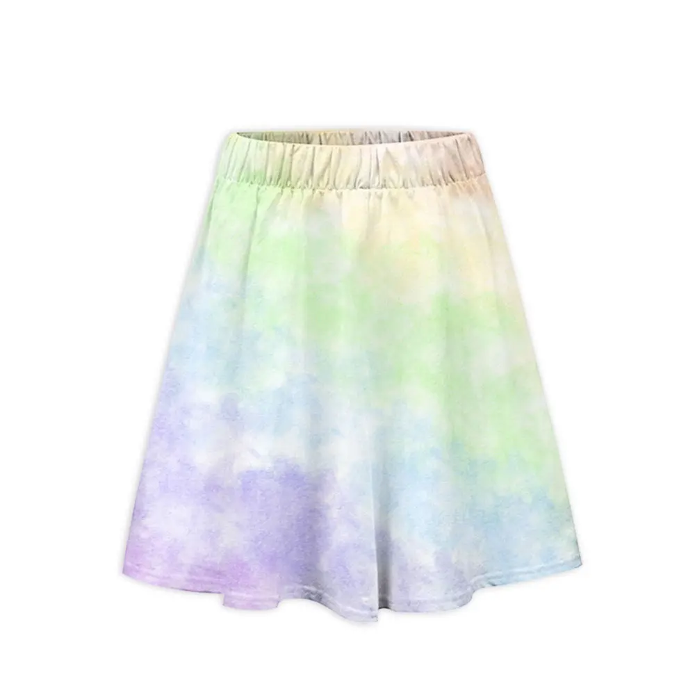 Lianshuo 2022 Summer Women's Clothing Fashion Rainbow Print Casual Pink Girl Kawaii Street Knee Length College Short Unif Skirts