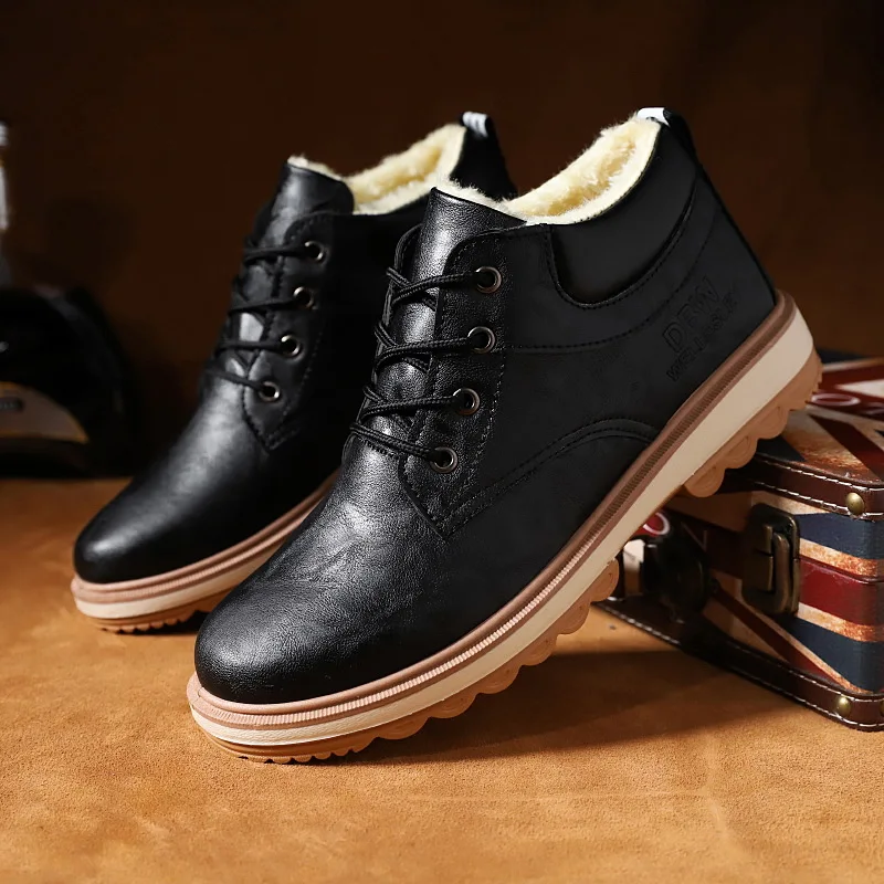 

boots men's fashion shoes men's shoes high-top British style men's mid-top snow boots winter cotton shoes plus velvet