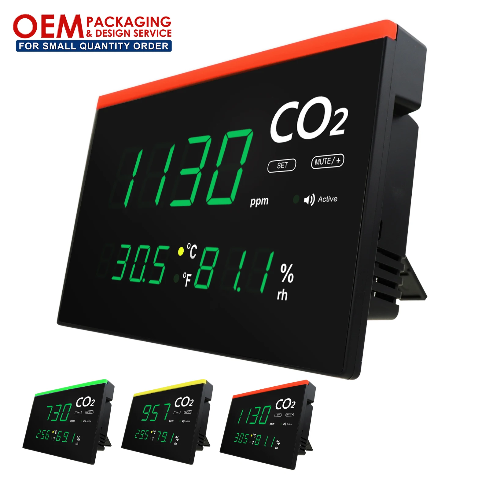 

Indoor Air Quality Monitor All-in-1 CO2 & Temperature & Humidity Level Meter Mountable w/ NDIR Sensor (OEM Packaging Available)