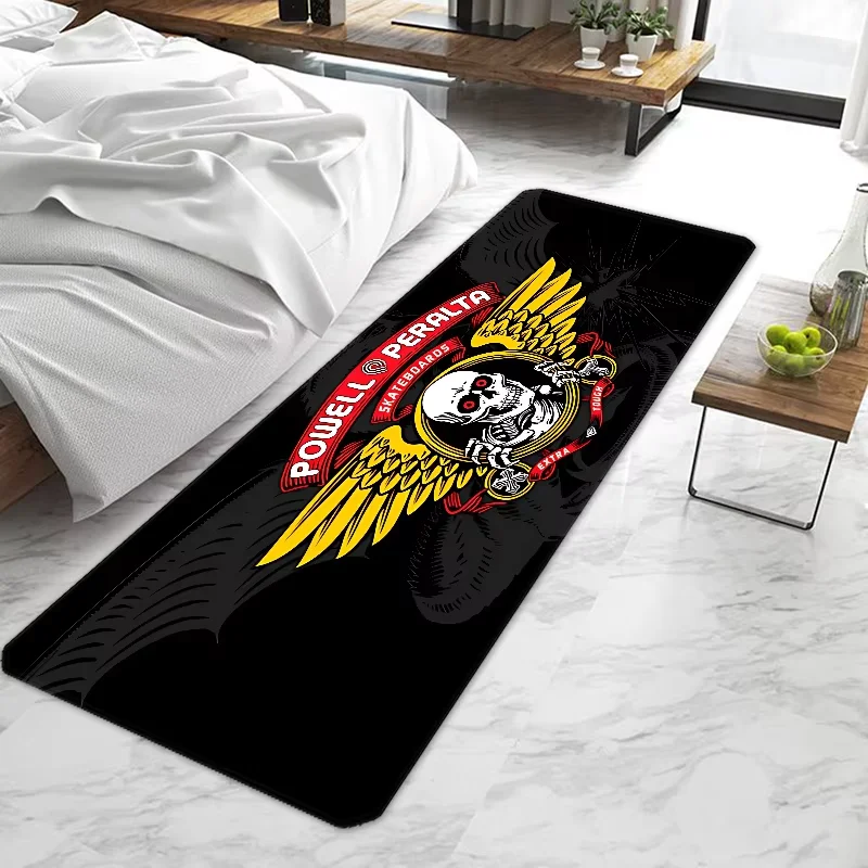 Skateboard P-Powells Wing Skull P-Peraltas Door Mat Entrance Doormat Non-slip Washable Kitchen Carpet Living Room Hallway Rugs