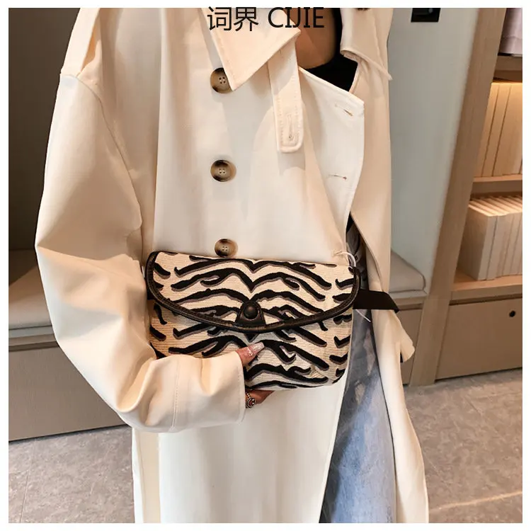

CIJIE Autumn and Winter New Versatile Tiger Leather Pattern Super Hot Waist Bag Women's Bag