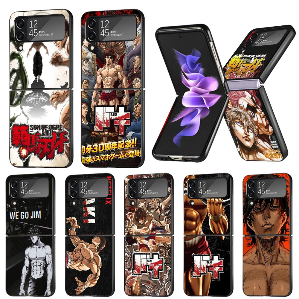 Оригинальный аниме-чехол для телефона Baki the Grappler Samsung Galaxy Z Flip6 Flip5 Flip4 черный чехол
