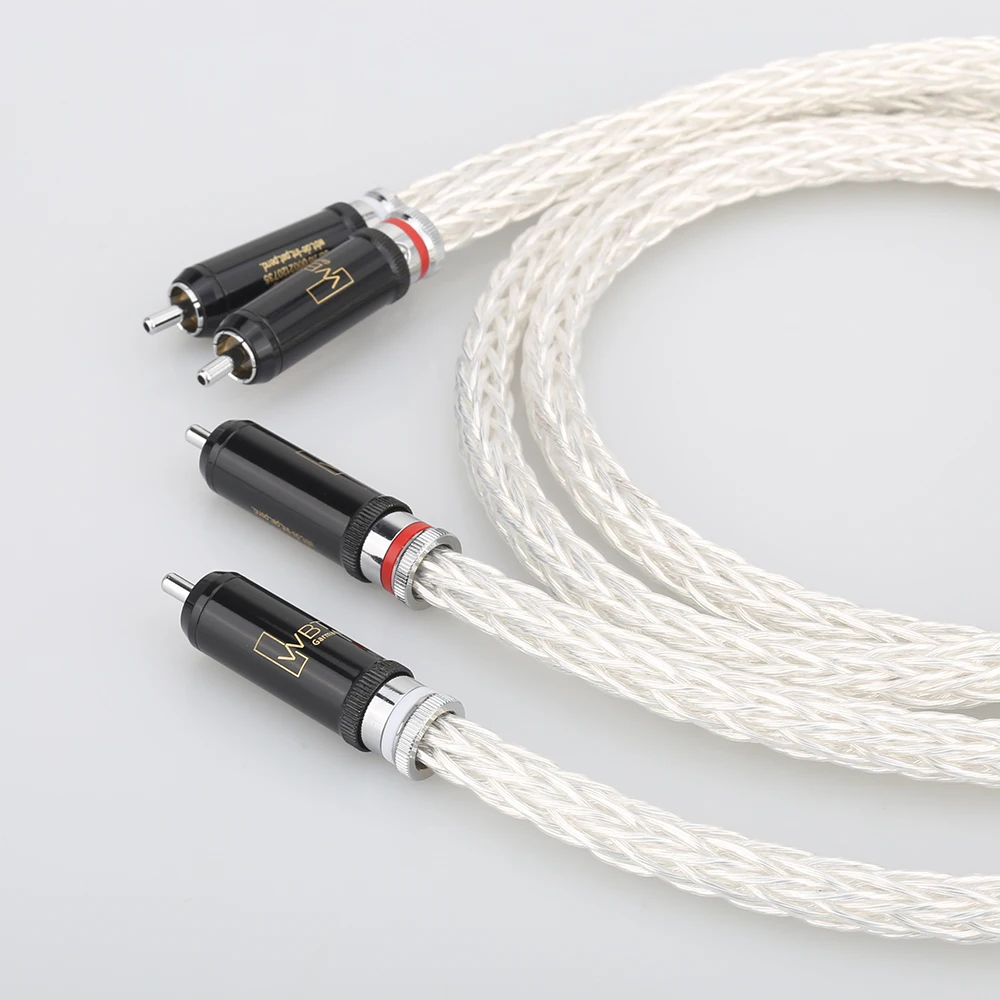 Высококачественный 8AG посеребренный OCC 16-жильный аудиокабель с WBT RCA разъемом