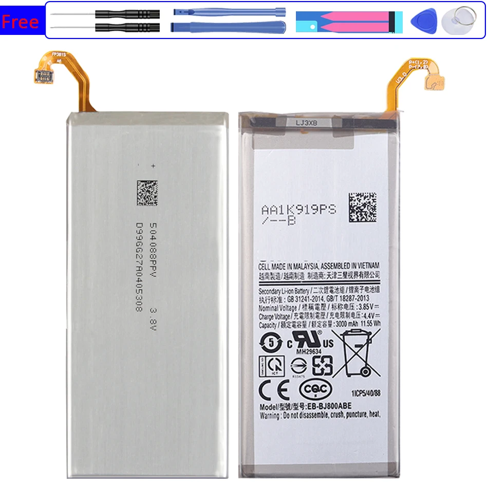 

Аккумулятор EB-BJ800ABE 3000 мАч для Samsung Galaxy A6 (2018) SM-A600 A600F для Galaxy J6 J 6 J600F, Высококачественная батарея