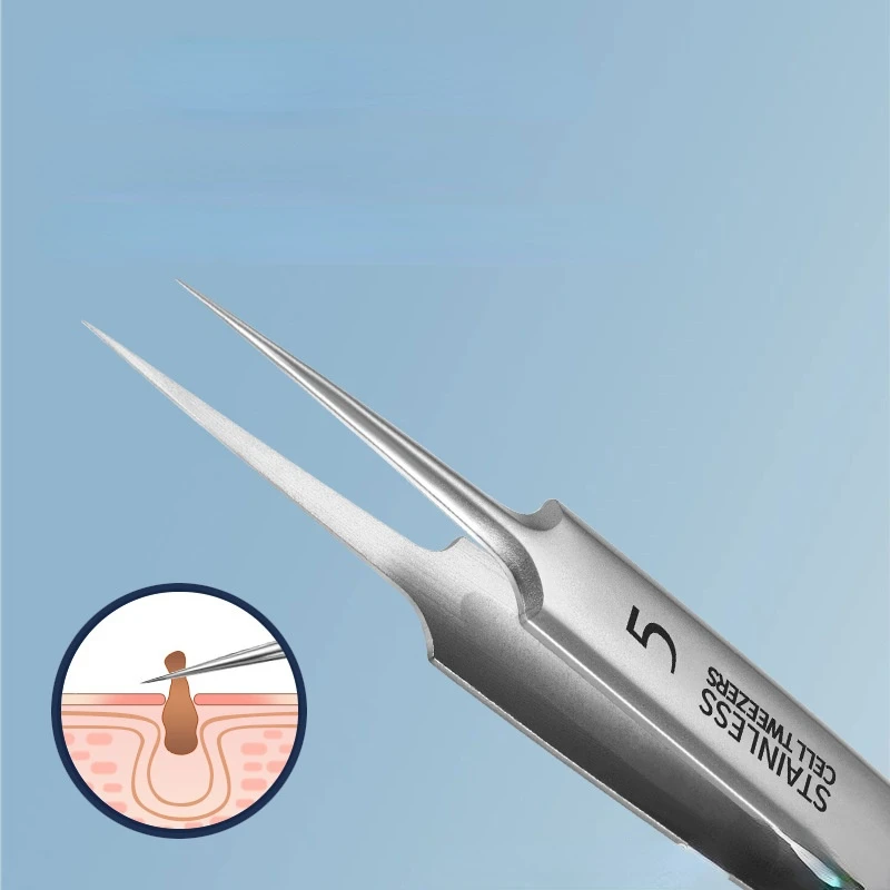 

2022 1pc Ultra-fine No. 5 Cell Pimples Blackhead Clip Tweezers Beauty Salon Special Scraping & Closing Artifact Acne Needle Tool