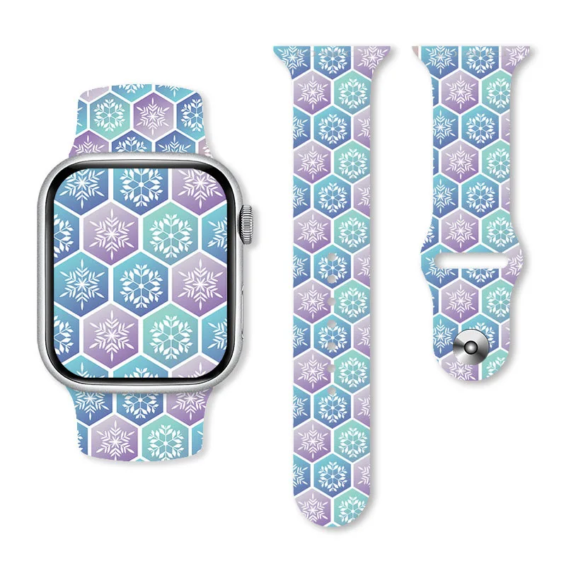 

Cartoon Christmas Series 4 Printed Silicone Strap For Apple Watch Band S7/6/5/4/3/2/1 8 Ultra 38/40/41mm 42/44/45/49mm Bracelet