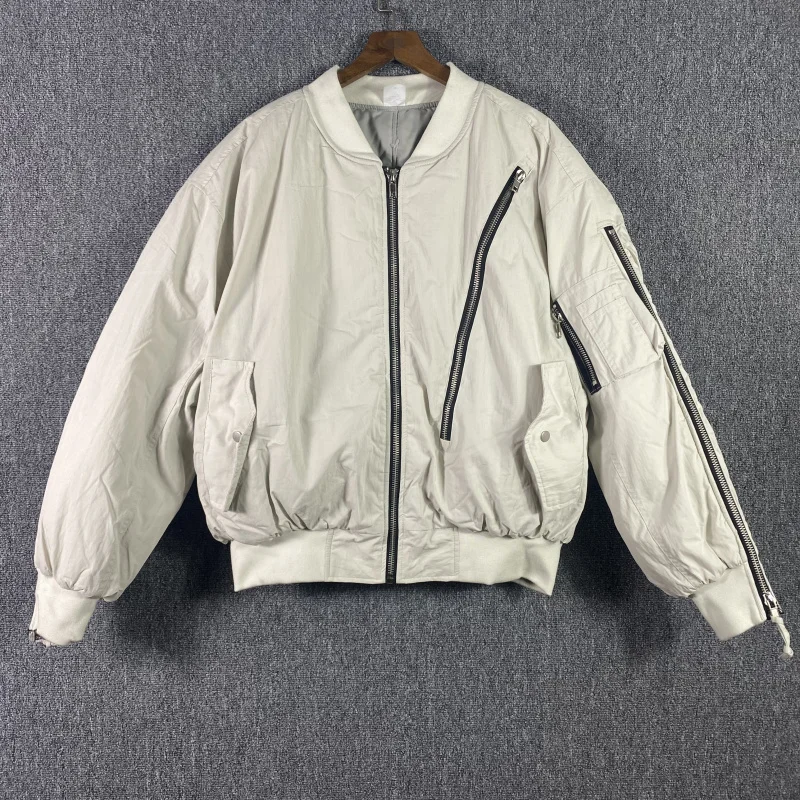

2022ss Zipper Varsity Fashion Jacket Men Top Quality Heavy Fabric Unisex Fit Vintage Women Coats Multi-pocket Zip Bomber Jacket