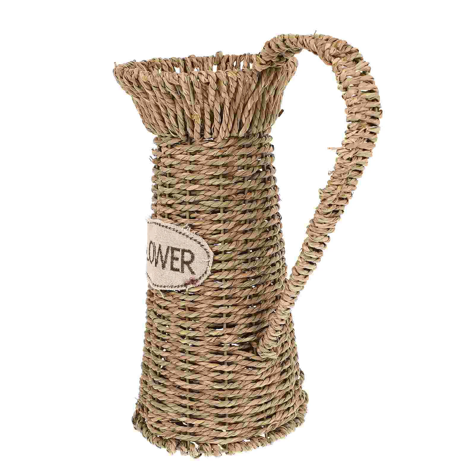 

Flower Vase Basket Vases Woven Rattan Rustic Pot Wicker Holder Seagrass Decor Planter Farmhouse Wood Home Flowers Dried
