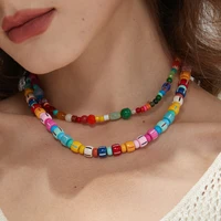 short new fashion colorful metal enamel beads choker for women boho necklace fashion pumpkin beads jewelry boho accessories
