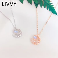 livvy silver color moon mini malachite pendants necklace for women clavicle chain party jewelry prevent allergy