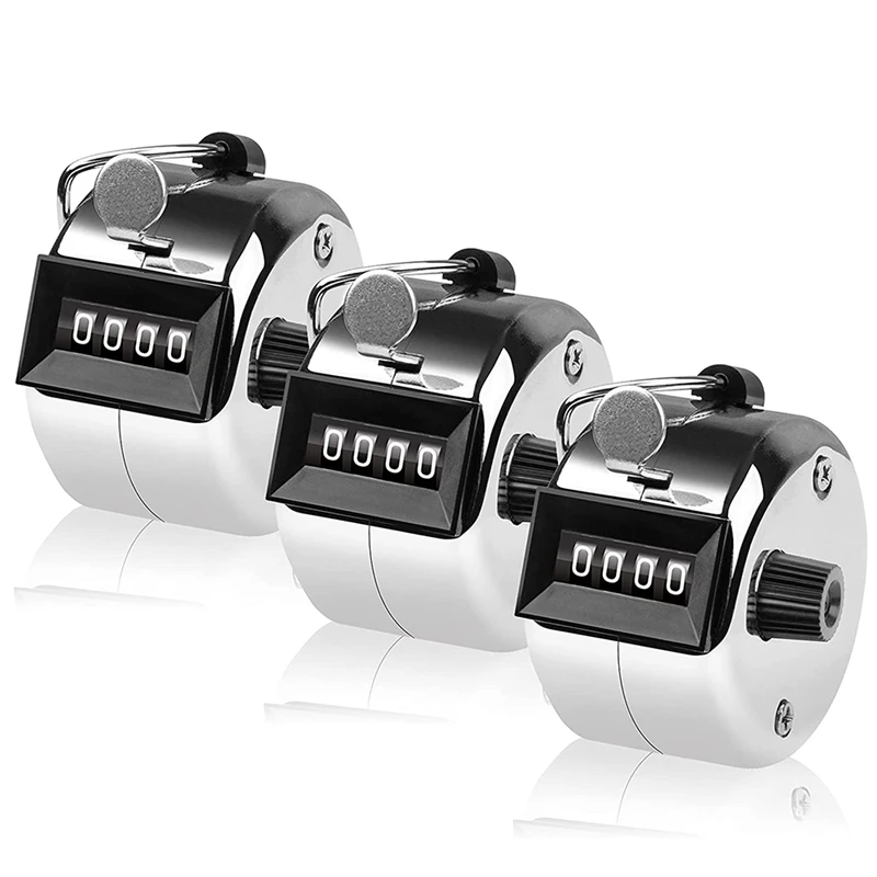 

Hot 3 Pcs Counter, 4 Digit Clicker Counter, Metal Hand Counter Clicker For Counting Golf Counter