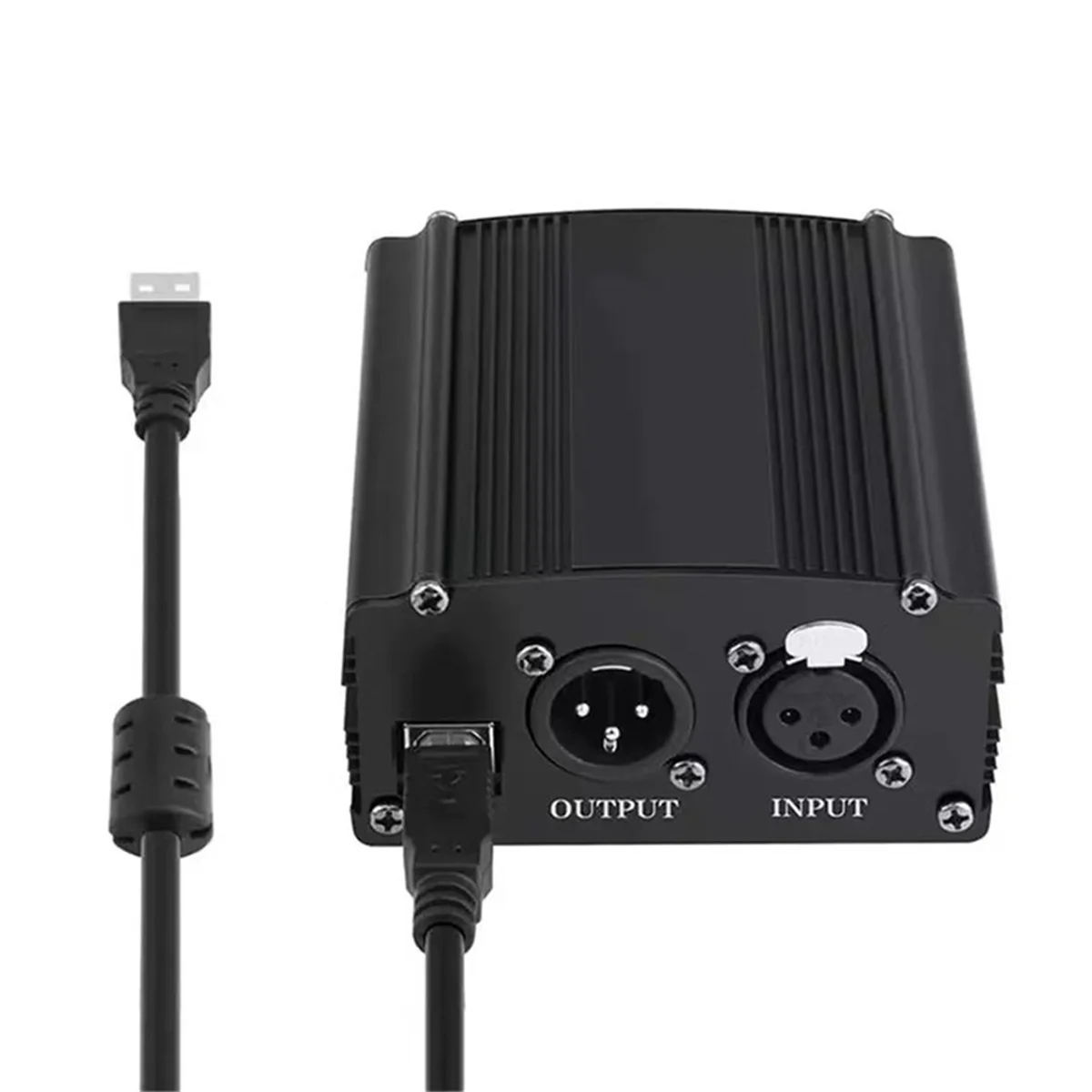 1-Channel 48V Phantom Power Supply with XLR 3 Pin Microphone Cable for Condenser Music Recording Equipment