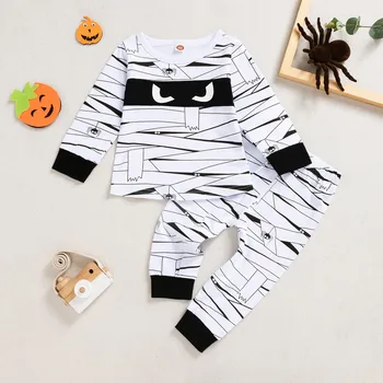 Infant Kids Toddler Halloween Clothes Outfits Cute Mummy Long Sleeves Tops+Pants Sets Halloween Costume Party Clothes Set 0-6Ys 1