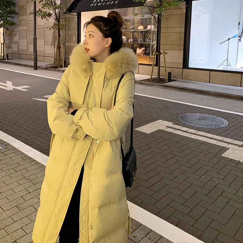 Women White duck down down jacket 2022 winter new fashionable and fashionable coat thin thickening warm medium-length female