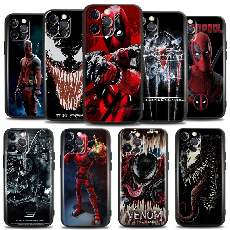

Marvel Venom Spiderman Deadpool For Apple iPhone 13 12 11 Pro 12 13 Mini X XR XS Max SE 6 6S 7 8 Plus Phone Case Coque Back