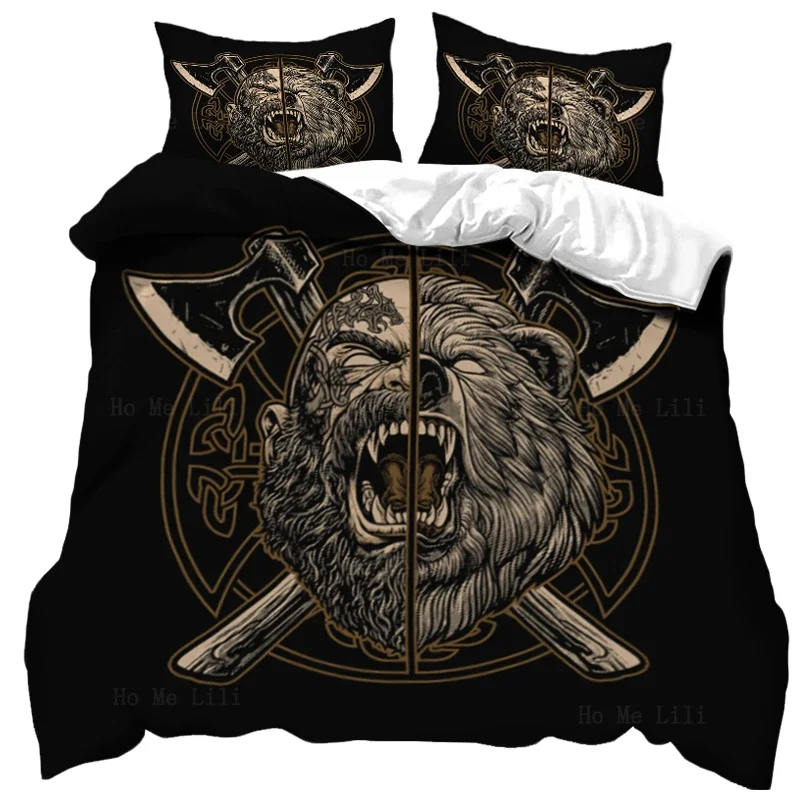 Berserker Norse Viking Bear Pagan Attack In Black Tiger Street Art пододеяльник от Ho Me Lili для украшения