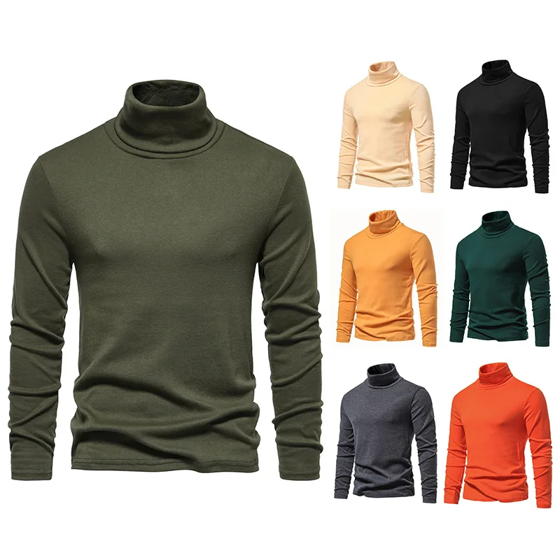 

Mens Orange Turtleneck Sweaters 2023 Autumn Winter Long Sleeve Slim Fit Basic Top Casual Warm Lightweight Undershirt Pullovers