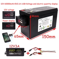 power and voltage display 12v60a 18650 lithium battery 5v2 1a usb for solar childrens car and electric vehicle batteries