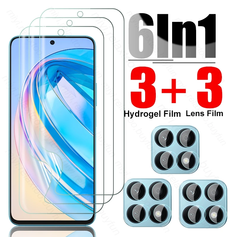 

6In1 Soft Hydrogel Film For Honor X8a 4G Camera Glass HonorX8a Screen Protector Not Glass Honar Honer X 8a X8 a 4G CRT-LX1 6.7"