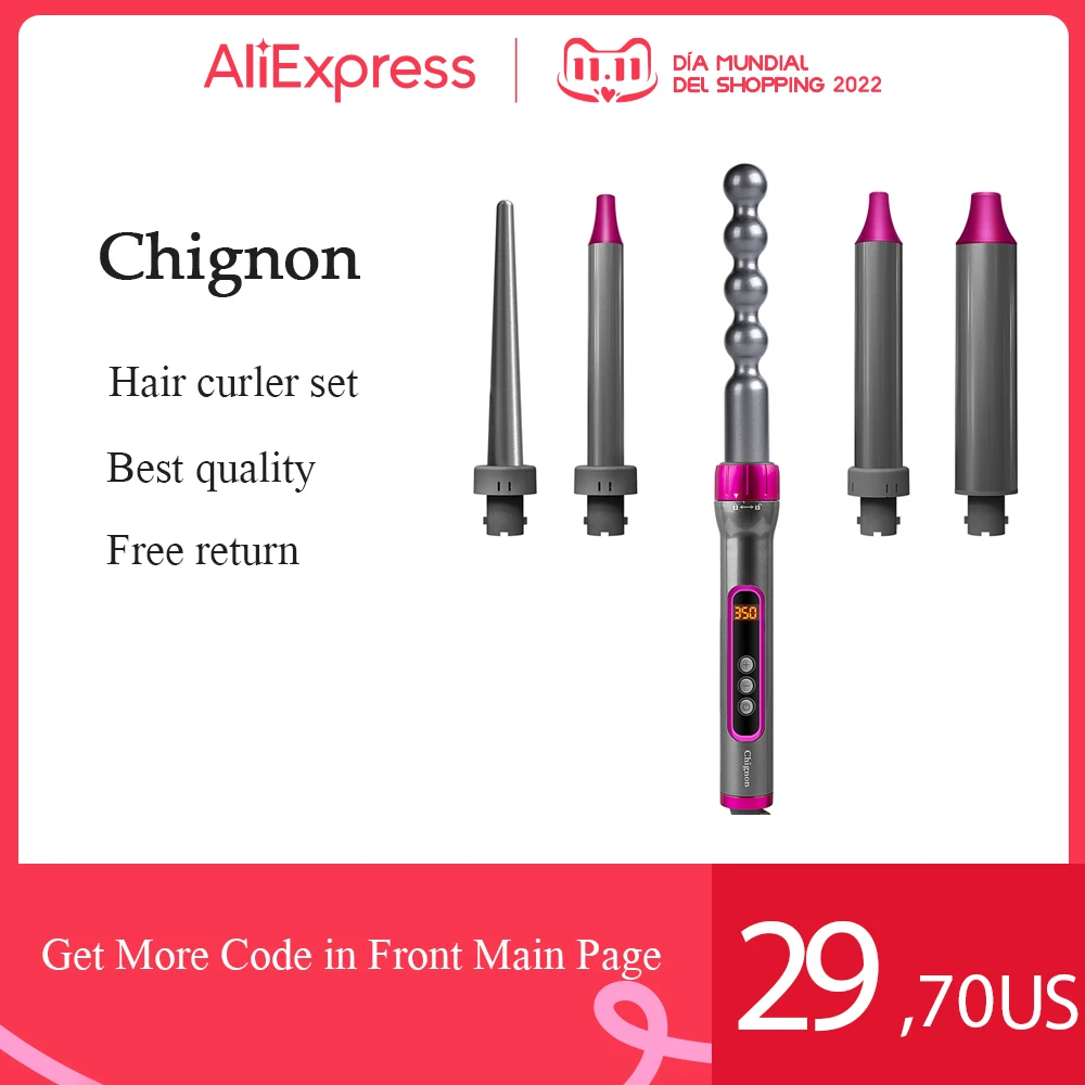 Набор щипцов для завивки волос 5 в 1, щипцы для мгновенного нагрева с ЖК-дисплеем и регулировкой температуры, 19-32 мм