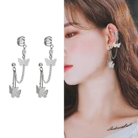 butterfly long tassel zircon ear pin chain double layer earring ear bone ear clip fashion and exquisite gift for your ownself