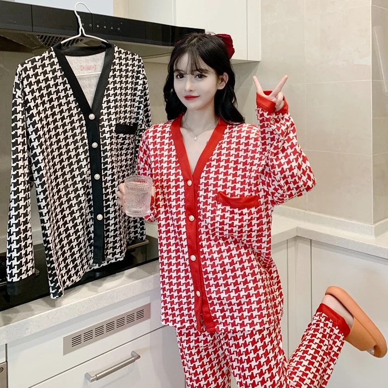 

Plus Size Long Sleeve Cotton Pajama Sets for Women 2022 Autumn Winter Korean Sleepwear Pyjama Homewear Pijama Mujer Home Clothes