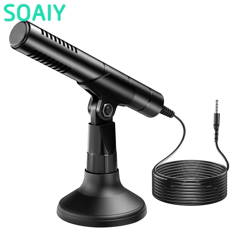 

SOAIY MK6 Gaming Microphone Desktop Computer Desktop Microphone Live Talk Conference Voice Chat Dedicated USB Sound Card Wired