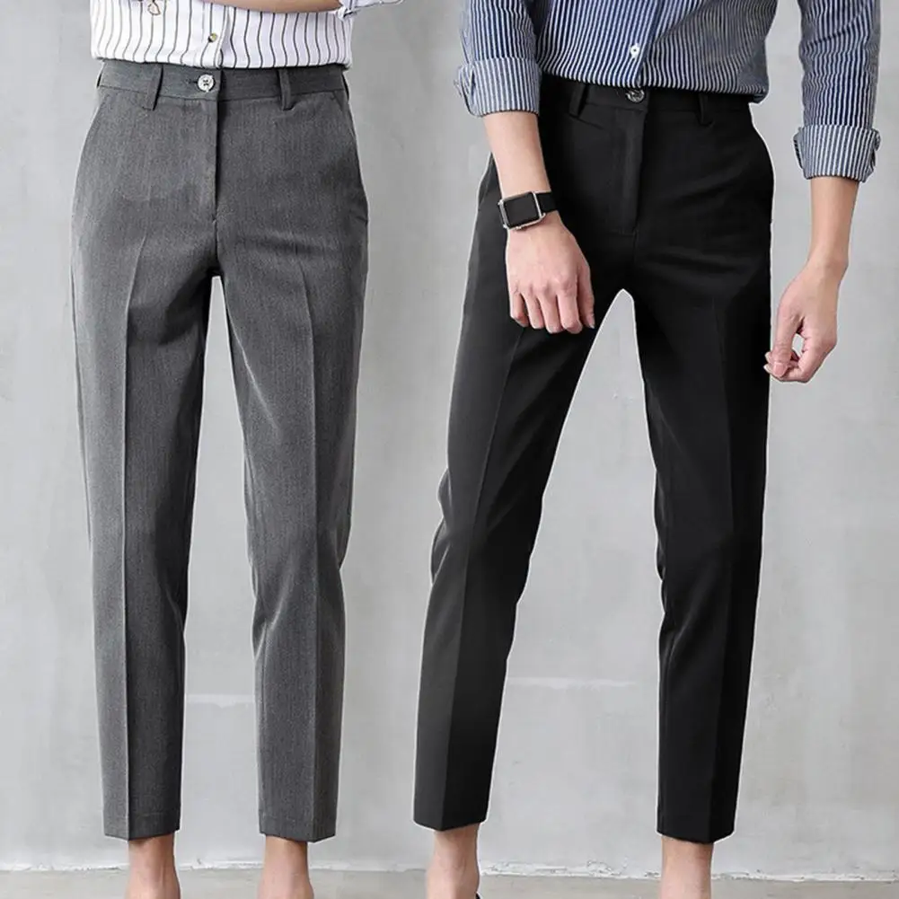 

Suit Pants Chic Breathable Men Suit Pants Ankle Length Zipper Fly Business Pants Dating Clothing