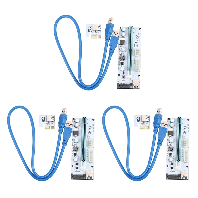 

3X Ver 008S Pci-E Riser Express 1X до 16X USB 3,0 Удлинительный кабель для майнинга изображений