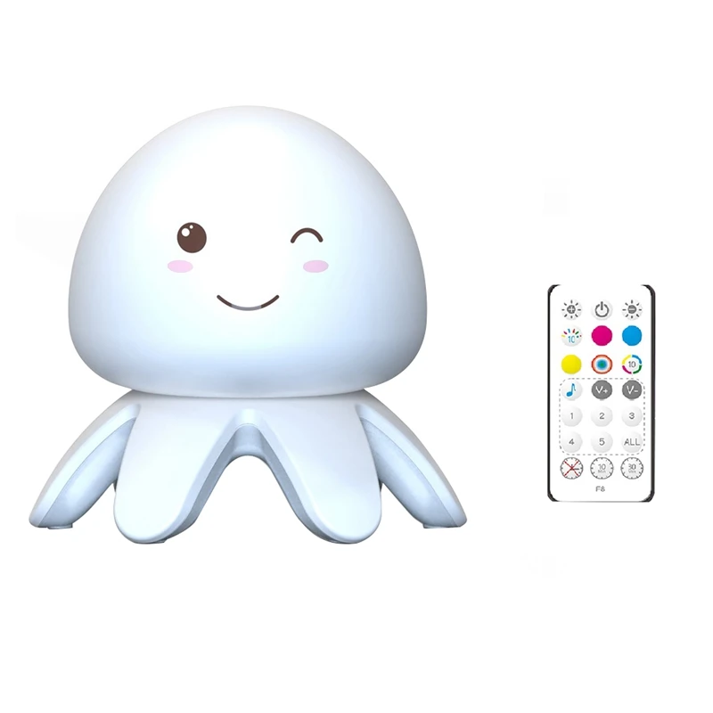 

Jellyfish Night Lamp With Music Color Changing 1200Mah USB Rechargeable Silicone Bedside Light