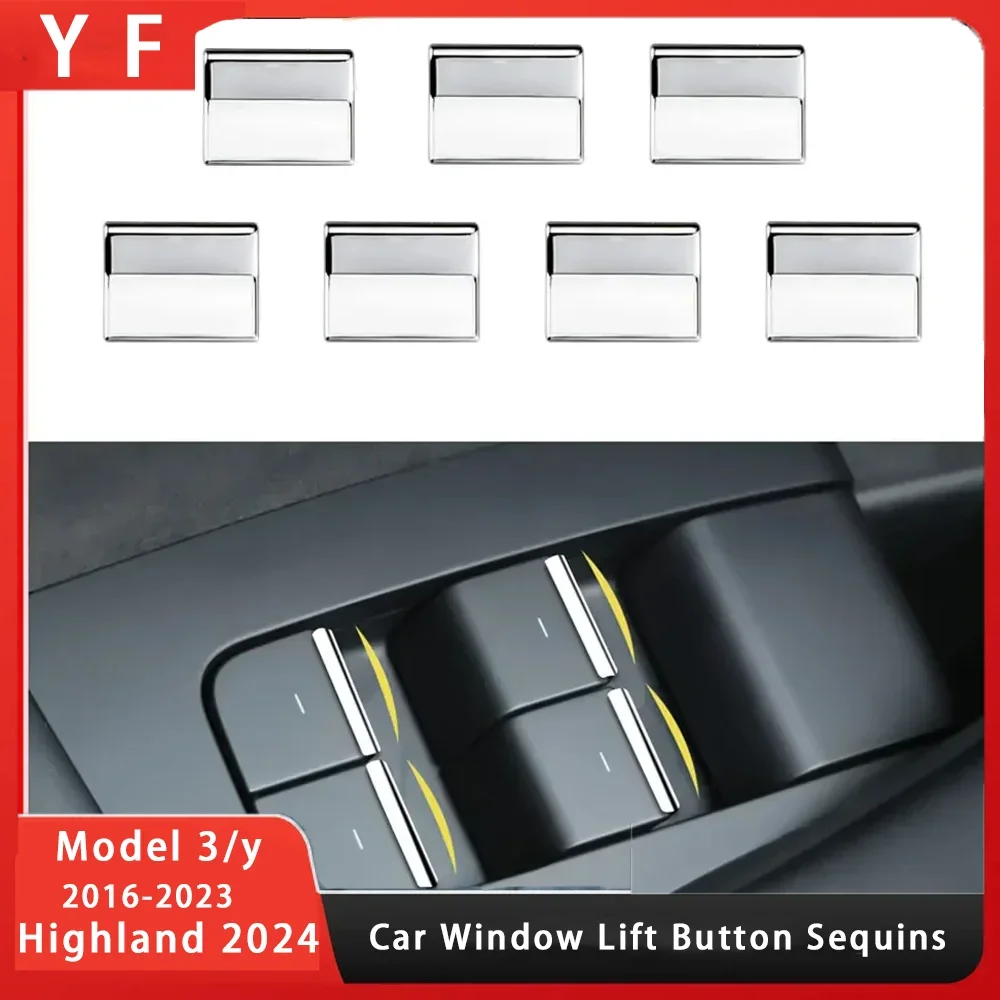 7 шт. хромированные кнопки для автомобильного стеклоподъемника Tesla Model3 highland Model Y