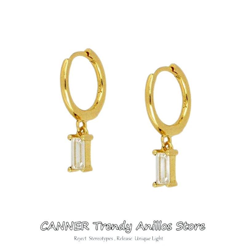 

CANNER 1pair Colorful Zircon Ear Buckle Hoop Earrings for Women Round Earrings Bling Colorful Zircon Jewelry Pendientes Gifts