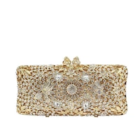 flower crystal rhinestone handbags designer high quality crystal lady evening bag fashion hollow out handmade party purse