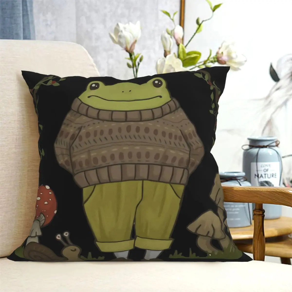 

Goblincore Frog Mushroom Dark Pillowcase Pillowcase Zipper Pillowcase Home Decor