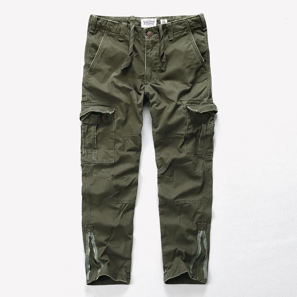 Men's Autumn Casual Pants Multi Pockets Safari Style Zipper Foot Cargo Pants Tactical Camouflage Pants Outdoor Jogger Pants