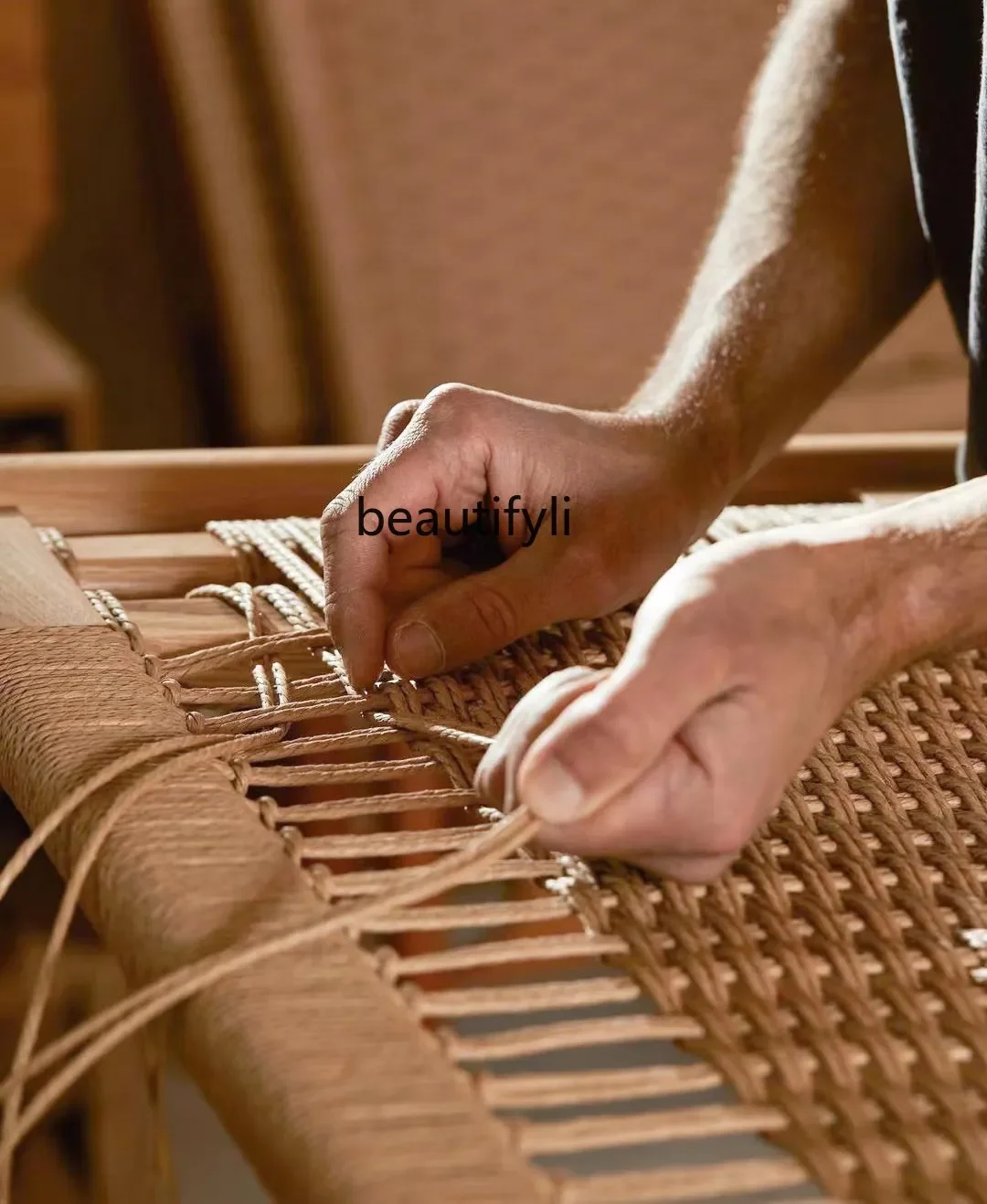 LНовый китайский веревочный плетеный закругленный угловой боковой шкаф в