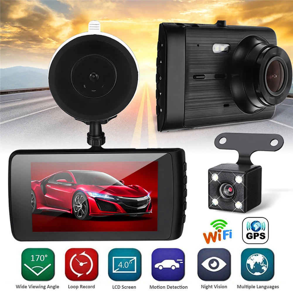 

Car DVR WiFi 4.0" Full HD 1080P Dash Cam Rear View Camera Video Recorder Night Vision Black Box Dashcam Auto DVRs GPS Tracker