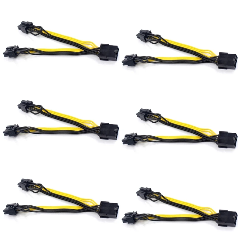 

Hot 6X EPS CPU 8Pin To 2-Port Pcie Dual PCI-E 6+2Pin Y Splitter Miner GPU Graphics Card Power Supply Cable Cord 18AWG 20CM