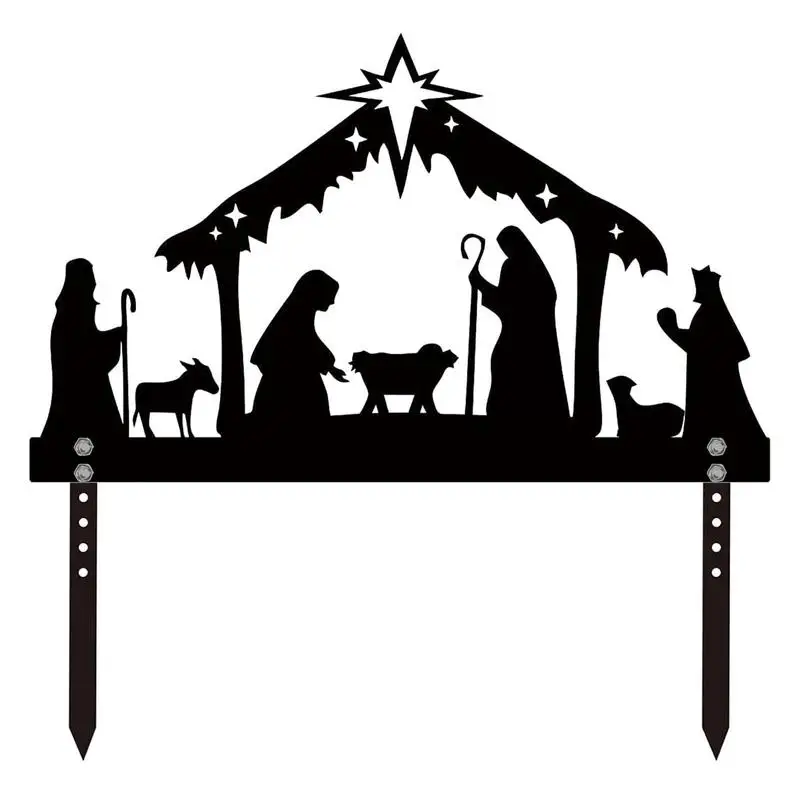 

Уличный Знак сцены Рождества, металлический знак силуэта Рождества, логотип с заземляющими стойками и винтом, легкая установка, прочный дек...