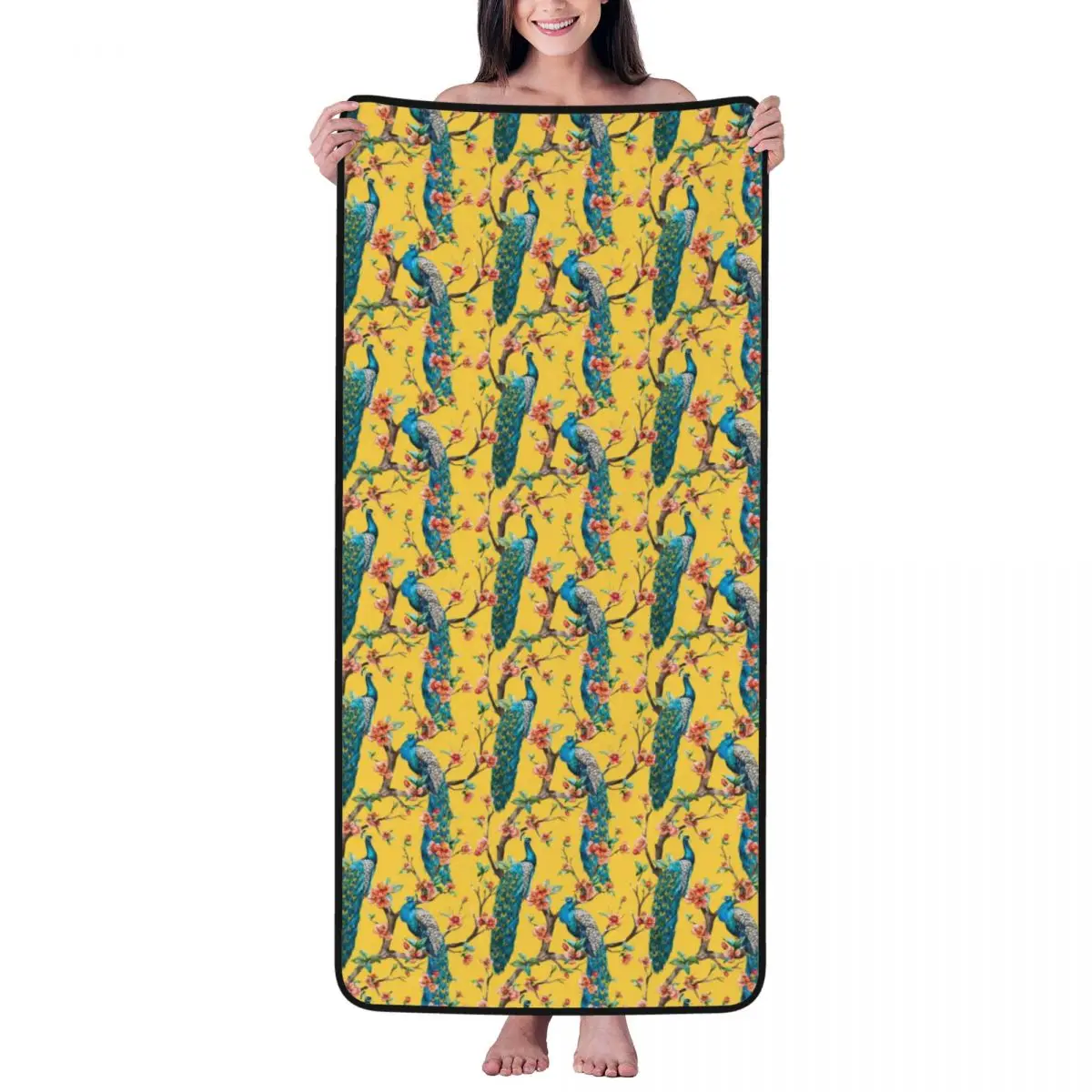 

Peacock Beach Towel for Adult Kids Microfiber Bath Towel Blanket for Camping Swim Pool Travel Beach Gym