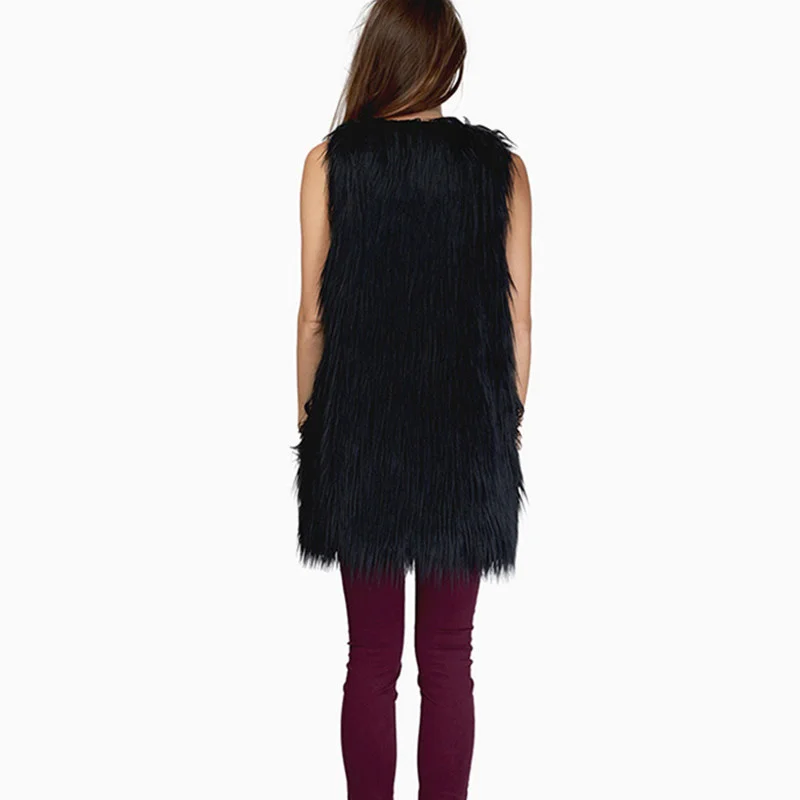 ICCLEK New wool vest LONG imitation fur vest women's autumn and winter women's coat women's wear