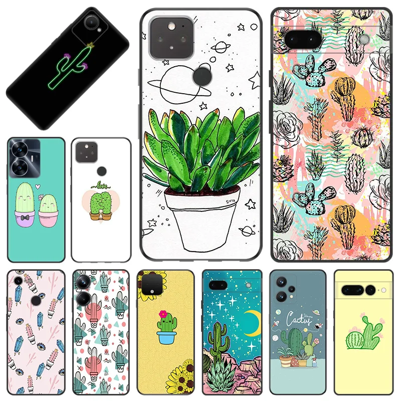Чехол для телефона Pixel 8 Pro 8a 7a 6a 7 6 Motorola G200 Edge 40 30 20 One Fusion милый мультяшный кактус